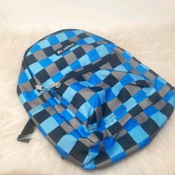 EVEREST NYLON BACKPACK. BLUE CHECKED. - Picture 1 of 14